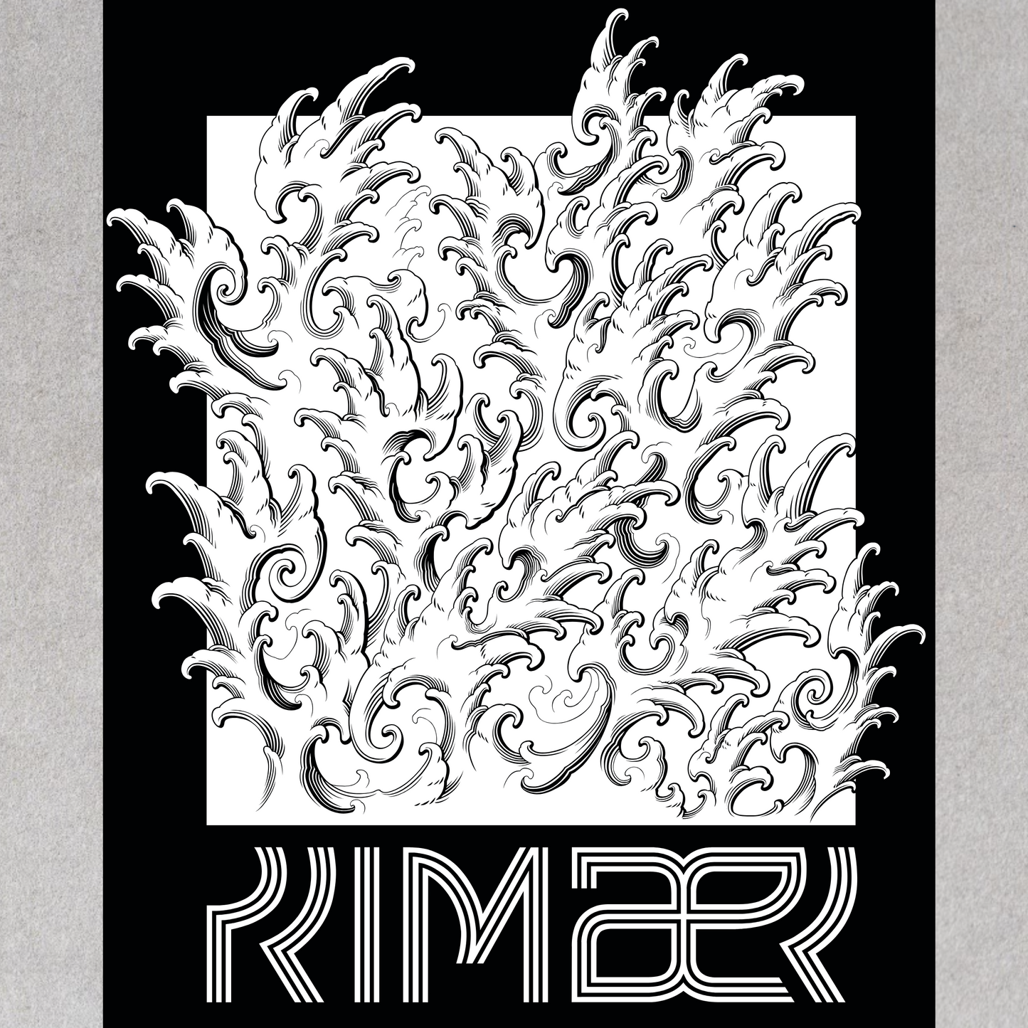 QUARTER SLEEVE TORSO WRAP WITH WHITE WAVE DESIGN